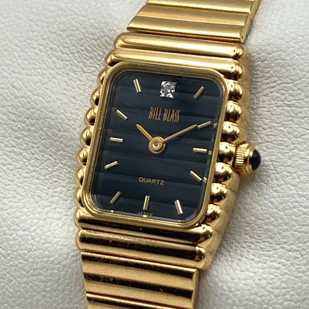 Vintage Bill Blass Women's Tank Watch 18mm Gold Tone New Battery TINY 5.75"